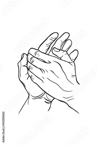 Clasped Hands Line Art – Support and Compassion Vector Illustration