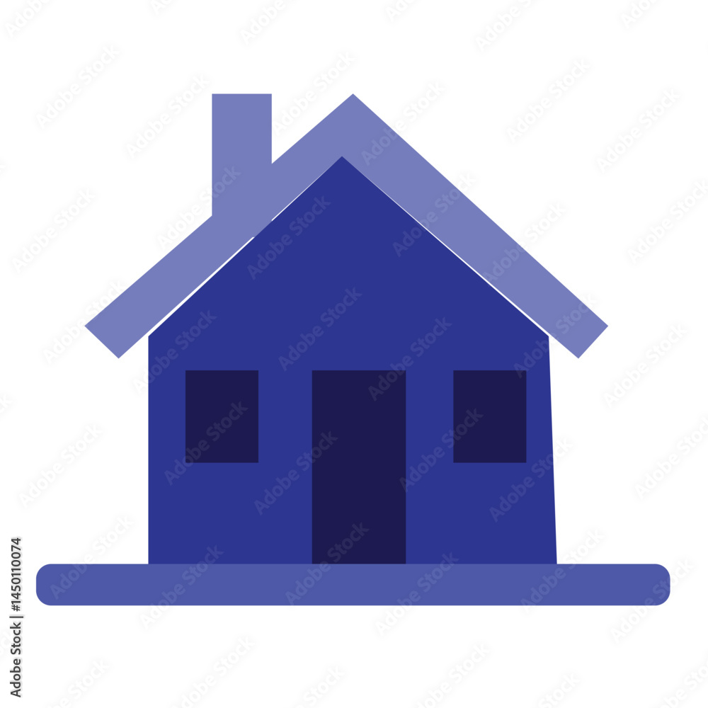 A blue home icon, a residential building symbol on a white background, represents real estate A blue home icon, a residential building symbol on a white background, represents real estate
