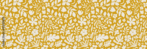 Abstract floral seamless pattern background. Hand-drawn minimal, bright, modern organic shapes pattern. Collage contemporary print. Fashionable template for design. Vector illustration