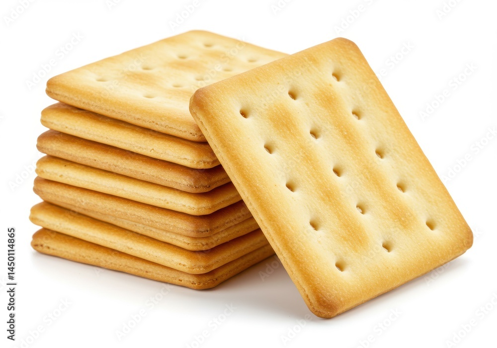 Stack of crackers square shape on white background Stack of crackers square shape on white background