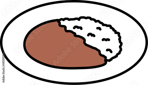 シンプルなホテルのカレーライスのイラスト