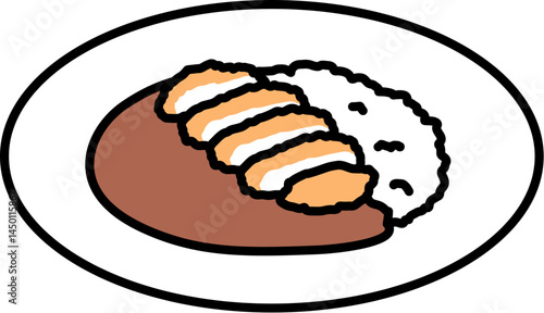 シンプルなカツカレーのイラスト