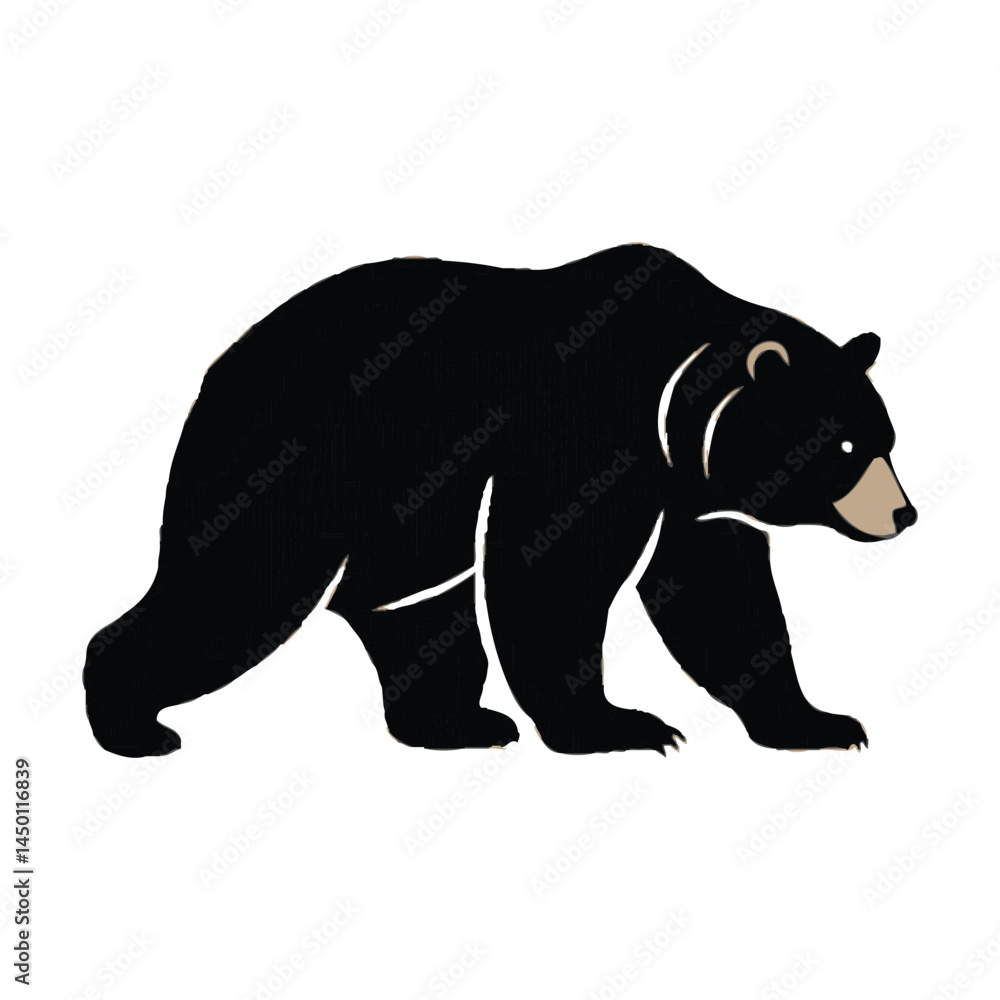 Fototapeta premium Realistic Black Bear Side View Vector
