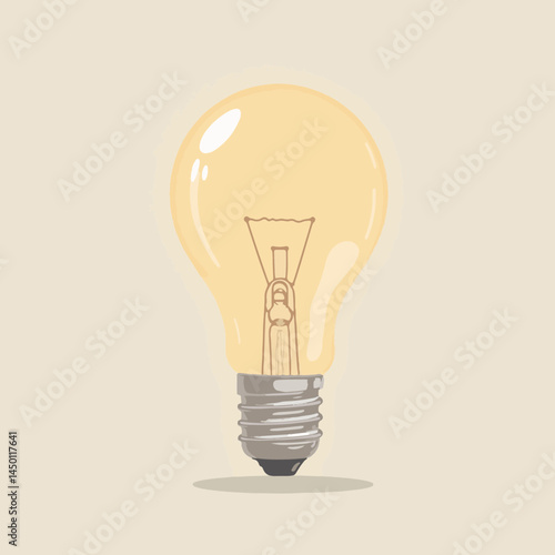 Minimalist Light Bulb Illustration on Neutral Background for Creative Design, Idea Generation, Digital Art, and Elegant Branding Projects