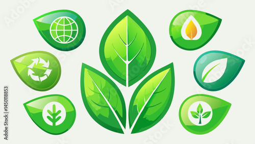 A clean set of green leaf icons with soft edges.
Representing balance, growth, and sustainability.
Perfect for eco-friendly branding and packaging.
Bright white background enhances the green tone.