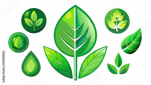 A clean set of green leaf icons with soft edges.
Representing balance, growth, and sustainability.
Perfect for eco-friendly branding and packaging.
Bright white background enhances the green tone.