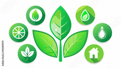 A clean set of green leaf icons with soft edges.
Representing balance, growth, and sustainability.
Perfect for eco-friendly branding and packaging.
Bright white background enhances the green tone.