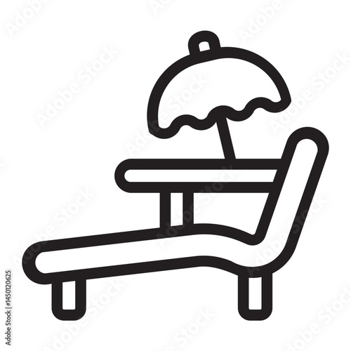 sun bed line icon