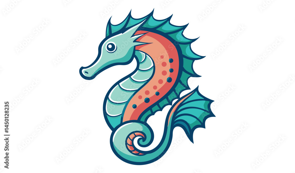 Obraz premium Cute cartoon seahorse illustration for kids