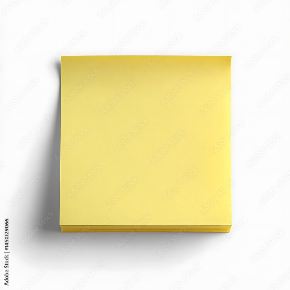 A stack of yellow sticky notes on a white background studio A stack of yellow sticky notes on a white background studio