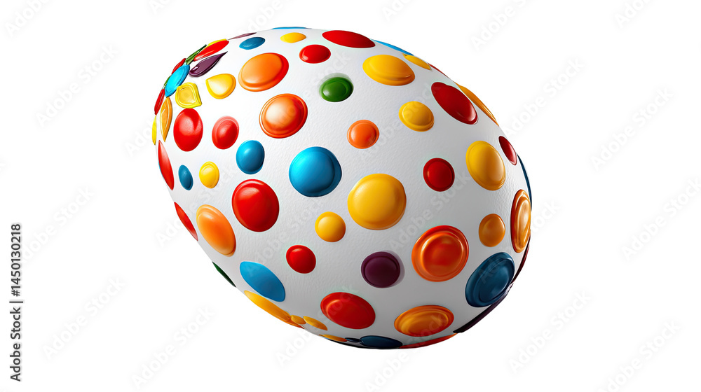 Joyful Easter Egg: A vibrant and colorful, dot-patterned Easter egg isolated, filled with festive joy and artistic detail. Joyful Easter Egg: A vibrant and colorful, dot-patterned Easter egg isolated, filled with festive joy and artistic detail.