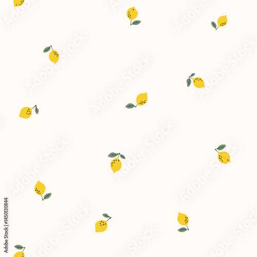 Vector illustration. Mini lemons seamless pattern, summer fabric design, baby clothes print, mini fruit seamless pattern