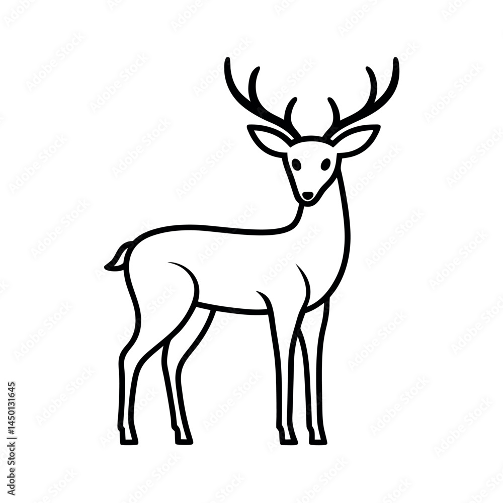 White Tailed Deer Line Art Vector White Tailed Deer Line Art Vector