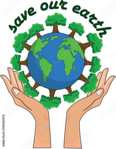 Vector illustration of world earth day, world tree day, and environment day. Suitable for commemorating world earth day and something related to protecting the environment