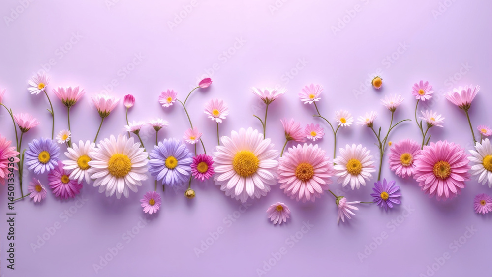 Fototapeta premium ピンクとパープルの花の背景