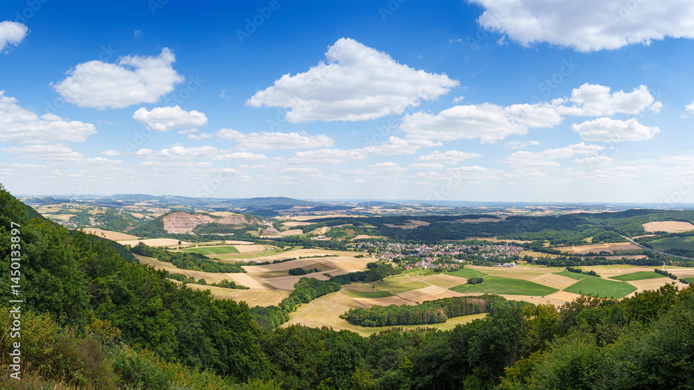 Fototapeta premium Typical german village ​​from above. Hunsrück - residential landscape area.