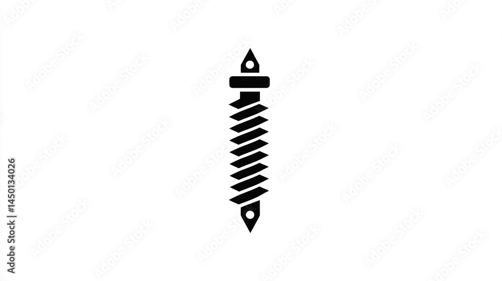 Simple Screw Illustration, black and white, basic technical graphic, could be used in design documentation, or engineering templates Simple Screw Illustration, black and white, basic technical graphic, could be used in design documentation, or engineering templates