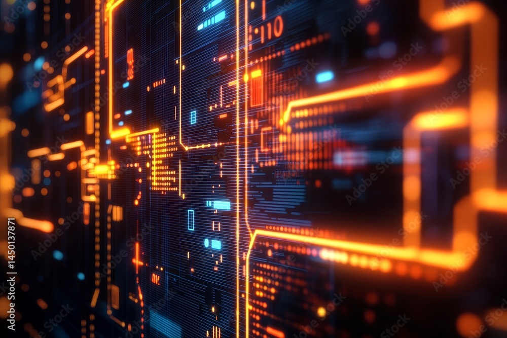 Abstract circuit board design with glowing elements and intricate patterns. business analytics data visualization. Abstract circuit board design with glowing elements and intricate patterns. business analytics data visualization.