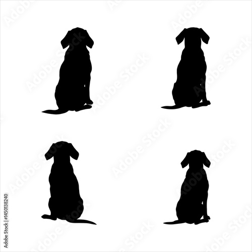 Set of Sitting Dog Back View Silhouettes Vector for Pet Lovers, Dog Breeds, Veterinary Care, Animal Icons