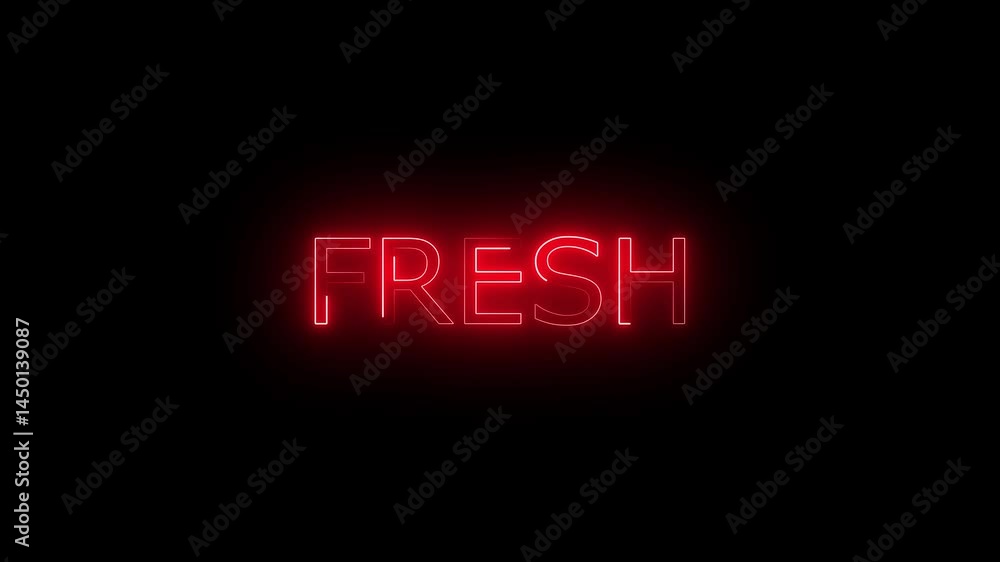 Fresh Neon Text advertisement promo animation video with dark background .