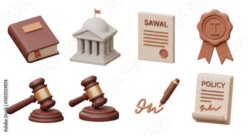 Wallpaper Mural Legal Documents and Justice Symbols Featuring Gavel Courthouse Book Policy and Contract on Transparent Background Torontodigital.ca