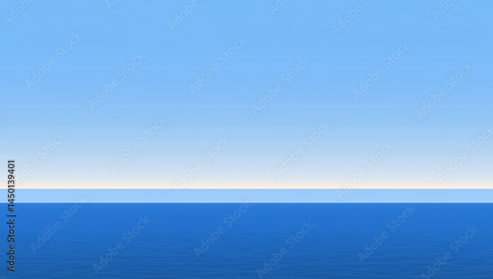 Obraz premium Calm Empty Ocean Horizon Under A Clear Blue Sky