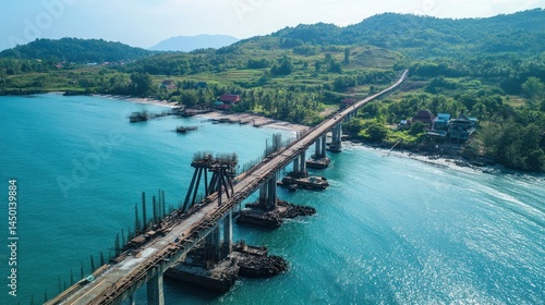 Wallpaper Mural Coastal highway bridge under construction, seen from above. Torontodigital.ca