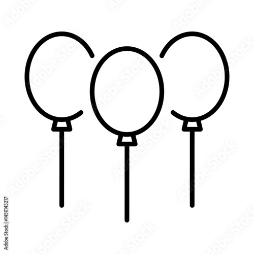 Balloon Trio: A minimalistic representation of three cheerful balloons, their circular forms suspended, embodies the essence of celebration and joy, evoking a feeling of levity and festivity.