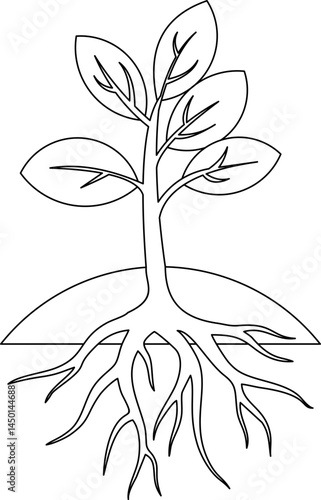 Flat Design Tree with Roots Icon – Deep Nature Connection