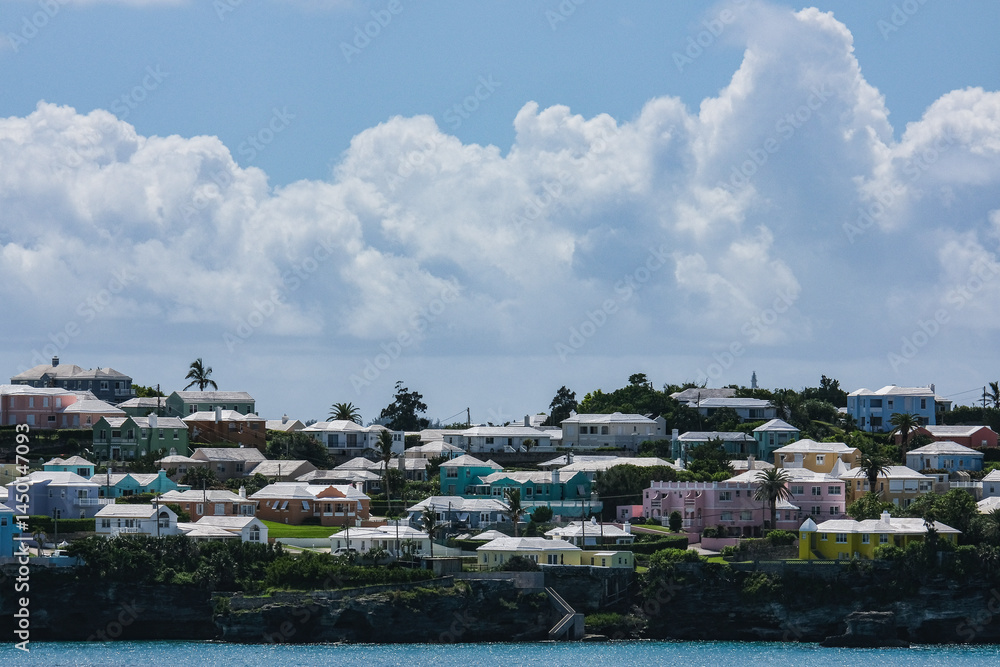 Tropical paradise Caribbean white sandy beach laguna luxury resort refuge hideaway getaway Bermuda island for deluxe dream holiday vacation picturesque landscape seascape scenery