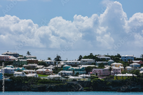 Obraz na płótnie Tropical paradise Caribbean white sandy beach laguna luxury resort refuge hideaway getaway Bermuda island for deluxe dream holiday vacation picturesque landscape seascape scenery w salonie
