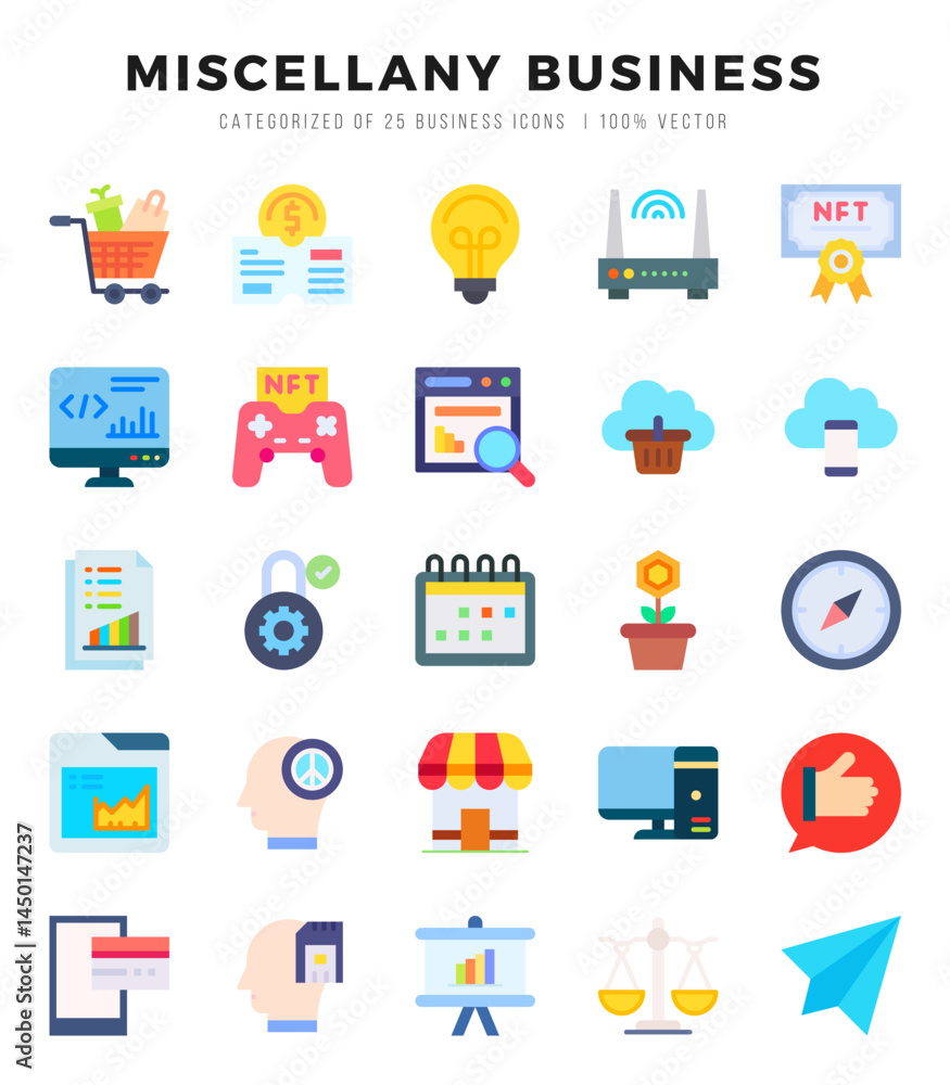 Miscellany Business Flat icons. Vector Flat illustration. Miscellany Business Flat icons. Vector Flat illustration.