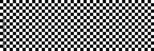 Black and white square grid pattern for background. Grid geometric square shape. Race flag. horizontal black and white checked sport or racing flag background. Chess texture vector illustration. 