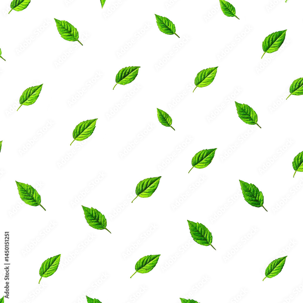 Seamless pattern of green leaves on transparency background, creating fresh and natural design. vibrant leaves are evenly spaced, adding lively and organic feel to image Seamless pattern of green leaves on transparency background, creating fresh and natural design. vibrant leaves are evenly spaced, adding lively and organic feel to image