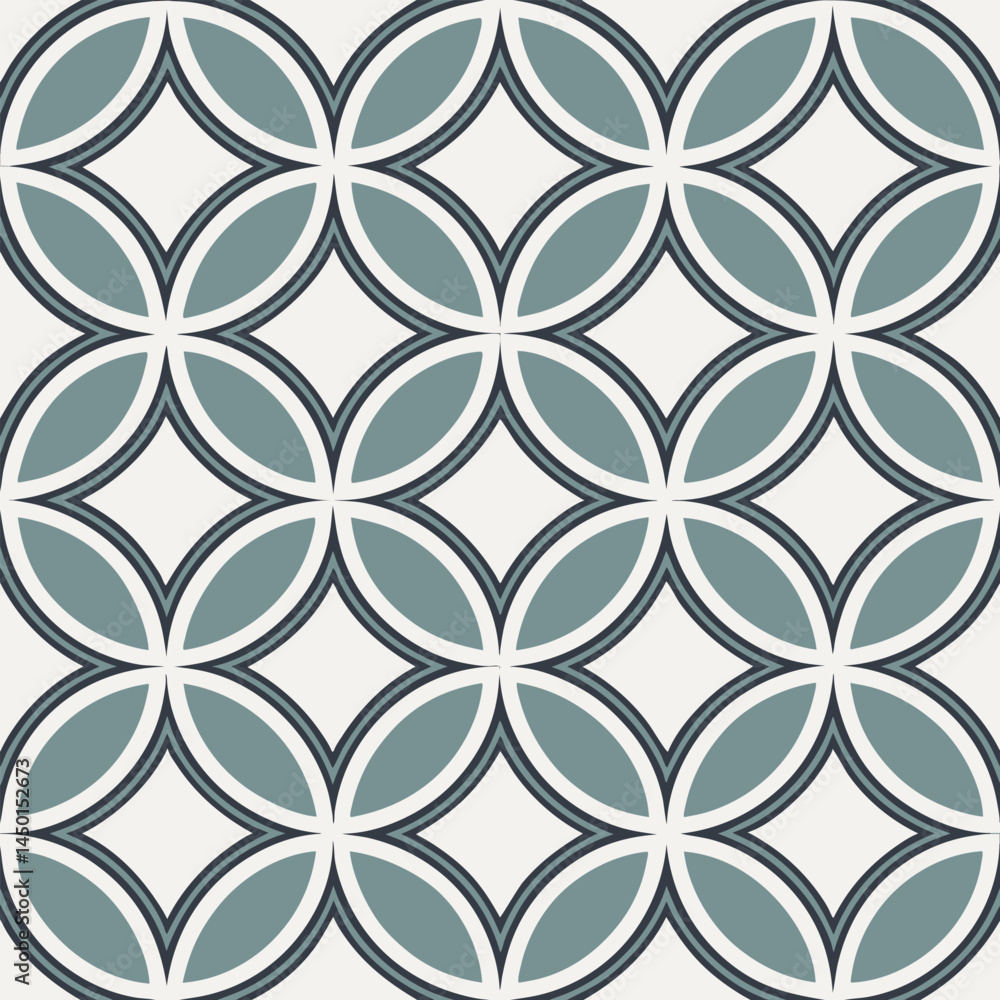Elegant geometric design featuring interlocking circles in soothing shades, ideal for modern decor and textile applications Generative AI Elegant geometric design featuring interlocking circles in soothing shades, ideal for modern decor and textile applications Generative AI
