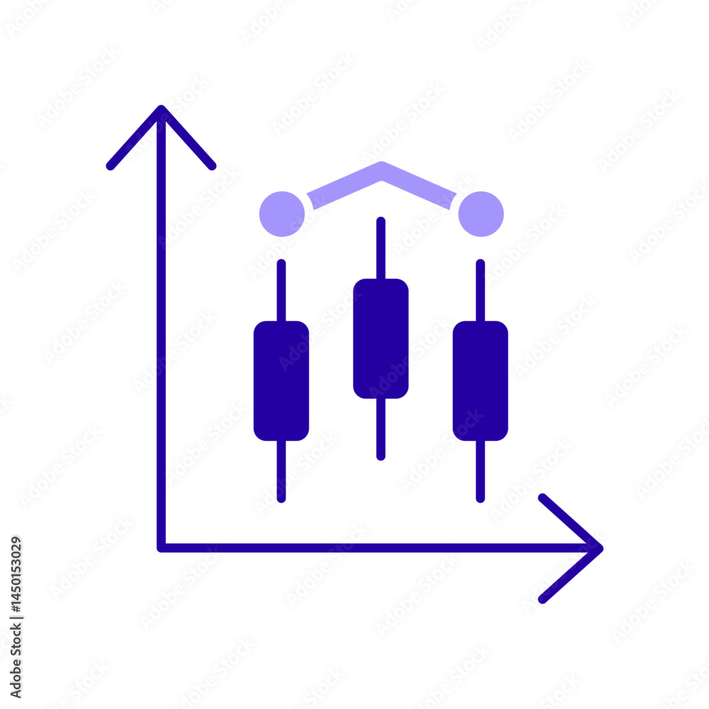 Icon a candlestick chart, isolated against a clean background. Icon a candlestick chart, isolated against a clean background.