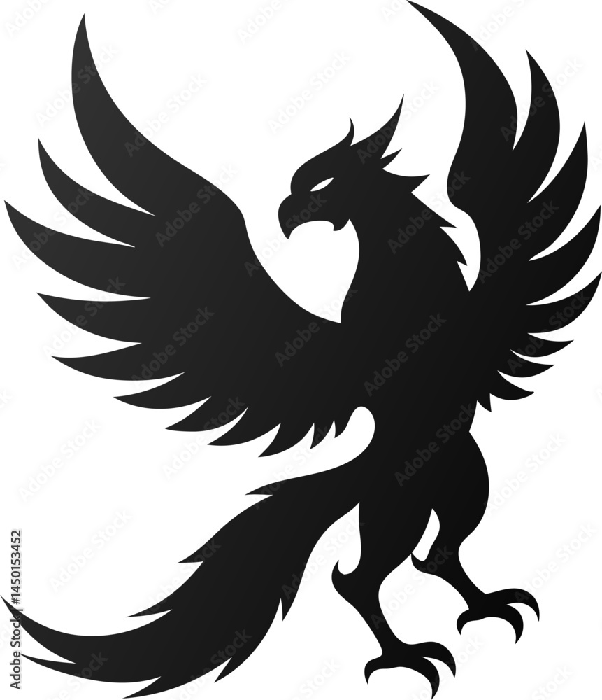 Fototapeta premium Phoenix (Mythical) icon Silhouette vector on transparent background
