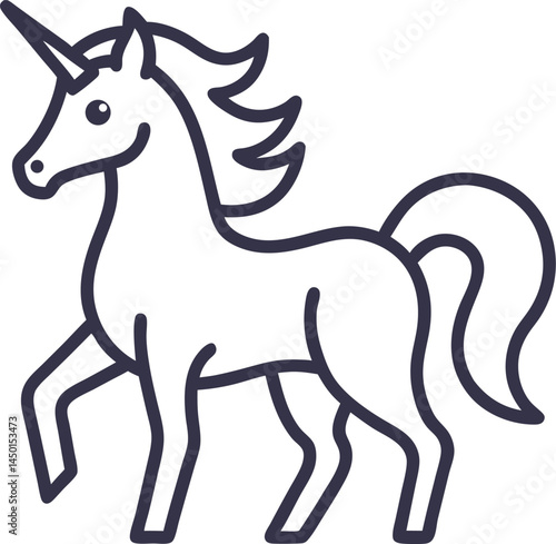 Unicorn (Mythical) icon line art vector on transparent background