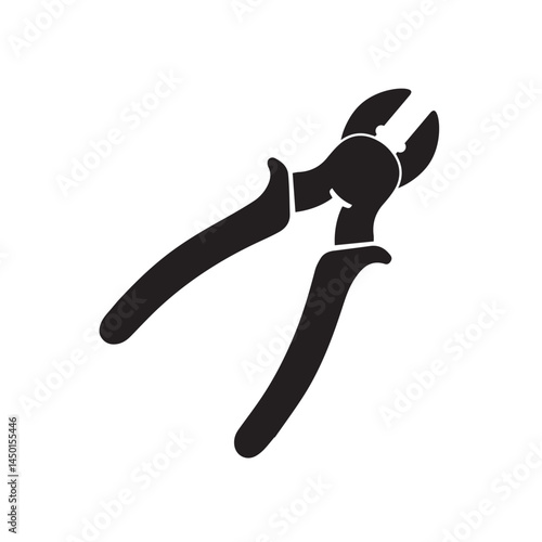 Simple Black and White Illustration of Cutting Pliers.