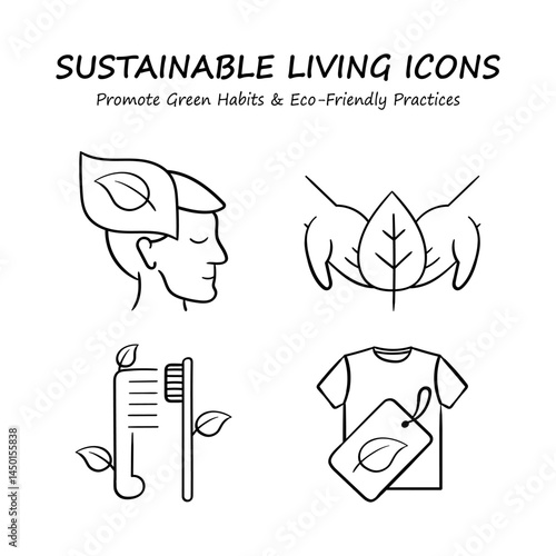Sustainable Living Icons: Promote Green Habits and Eco-Friendly Practices.