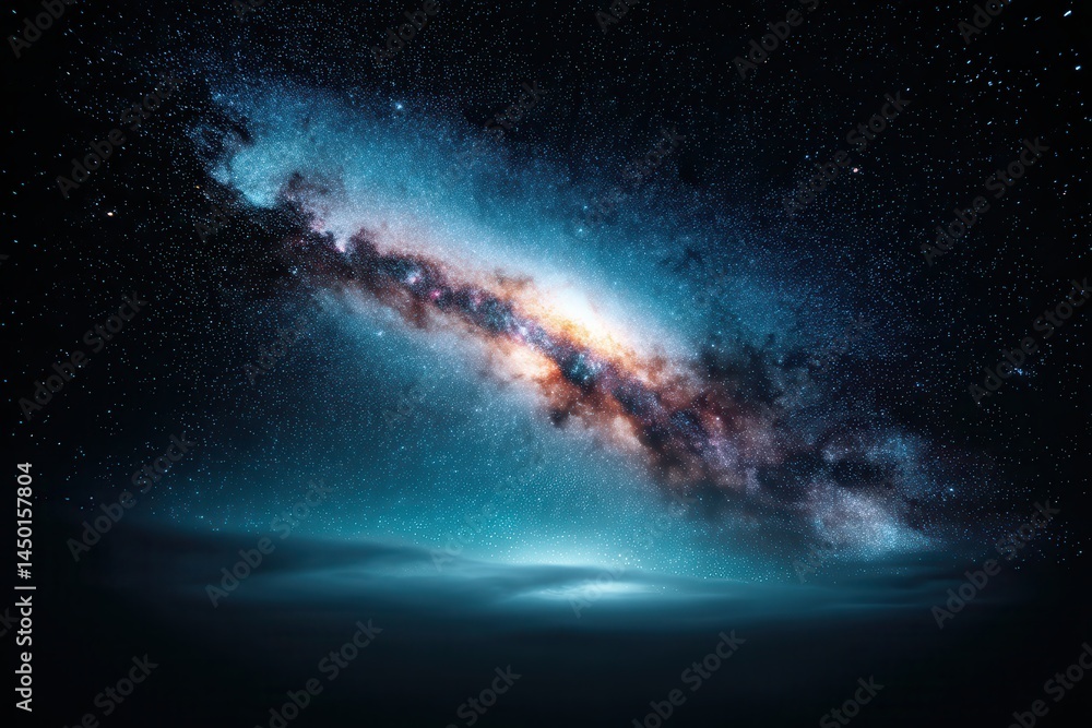 Naklejka premium Mystical view of galaxy night sky with vibrant colors