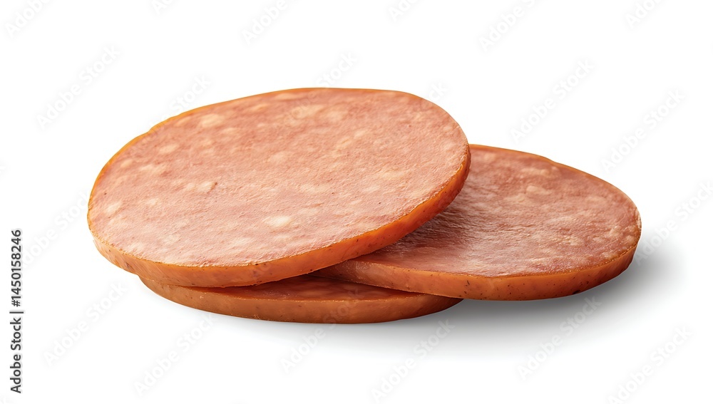 Sliced deli sausage isolated on a white background Sliced deli sausage isolated on a white background