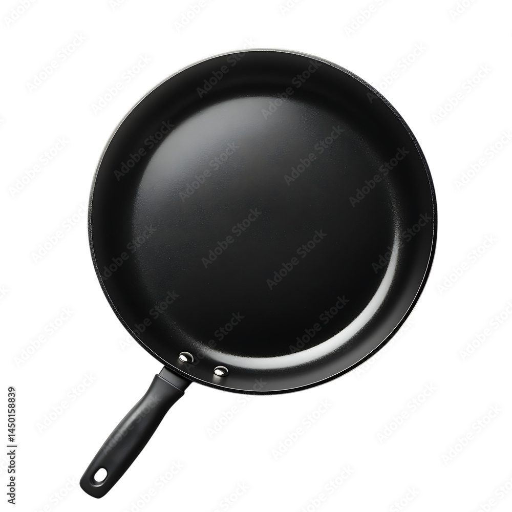 Overhead shot of a non-stick frying pan against a transparent background Overhead shot of a non-stick frying pan against a transparent background