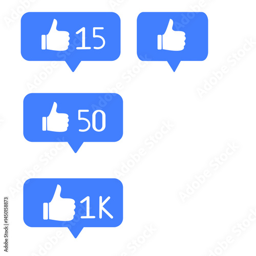 Blue Thumbs Up Icons – Social Media Like Notification Set
