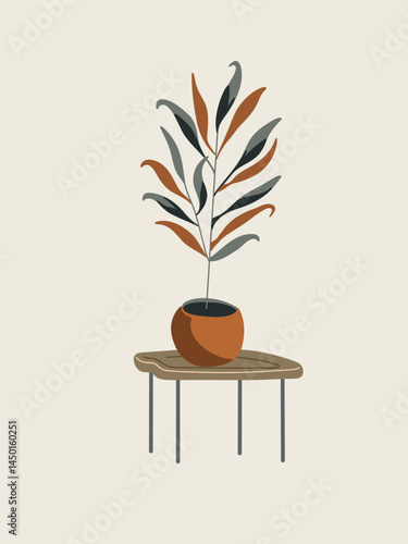 vector illustration with houseplant in cartoon style
