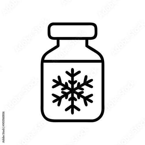 Bottle with snowflake icon symbolizing cold storage and temperature-sensitive medicine, great for pharmaceutical apps, health packaging, and cold chain logistics