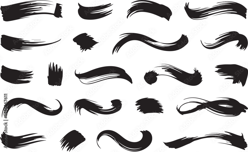 A collection black brush stroke elements, vector illustrations A collection black brush stroke elements, vector illustrations