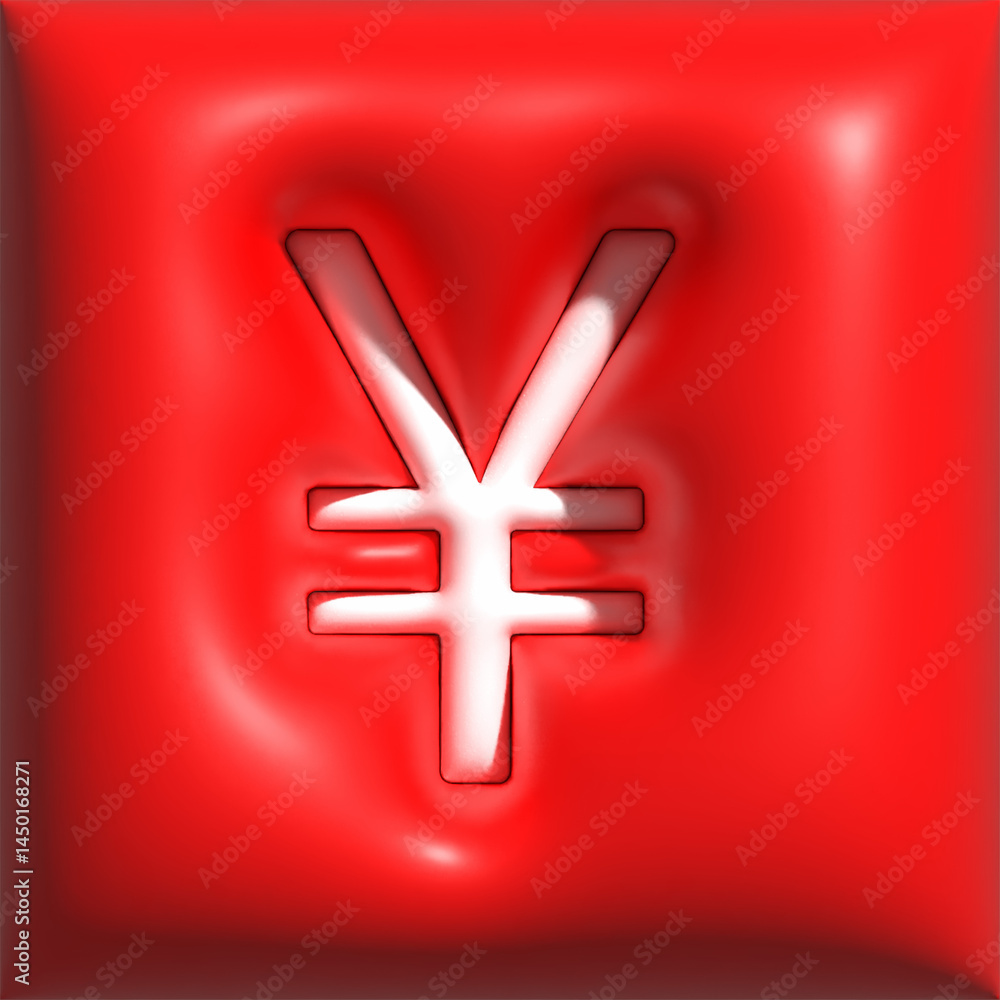 Obraz premium Yen,Yuan Banknotes, 3D Illustration, Pillow, Inflated