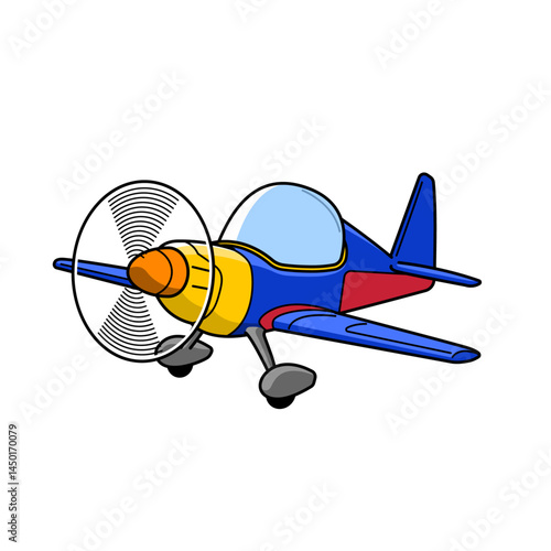 Colorful Racing Airplane Vector – Cartoon Propeller Aircraft Illustration