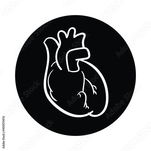 Vector Icon for Heart: Human Heart Anatomy and Cardiovascular Health Illustration